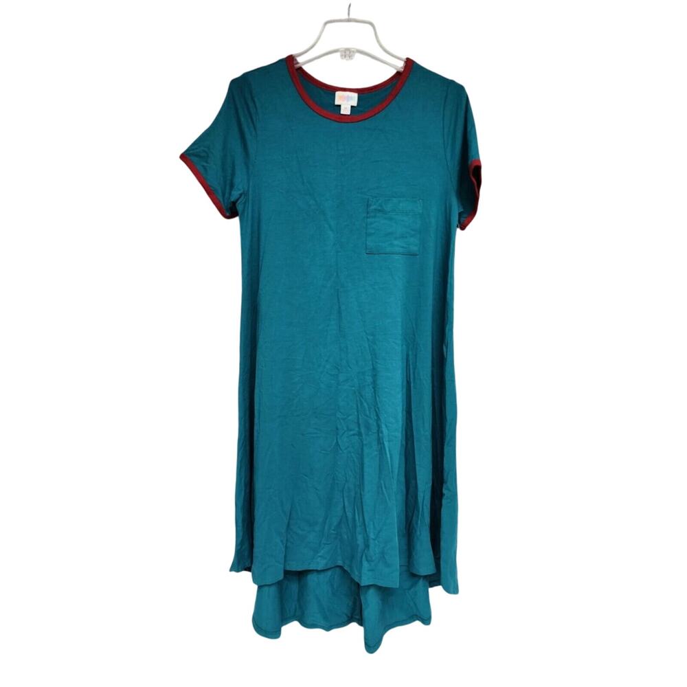 NWT LuLaRoe Carly Blue Green Multicolor Hi-Lo Dress Size M